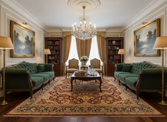 Turkish Knotted Agra Istanbul Liza Red/Blue Wool Rug - 9'4'' x 11'11''