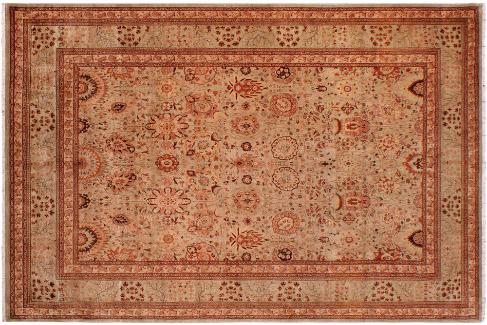 handmade Traditional Lt. Green Lt. Green Hand Knotted RECTANGLE 100% WOOL area rug 9' x 12'