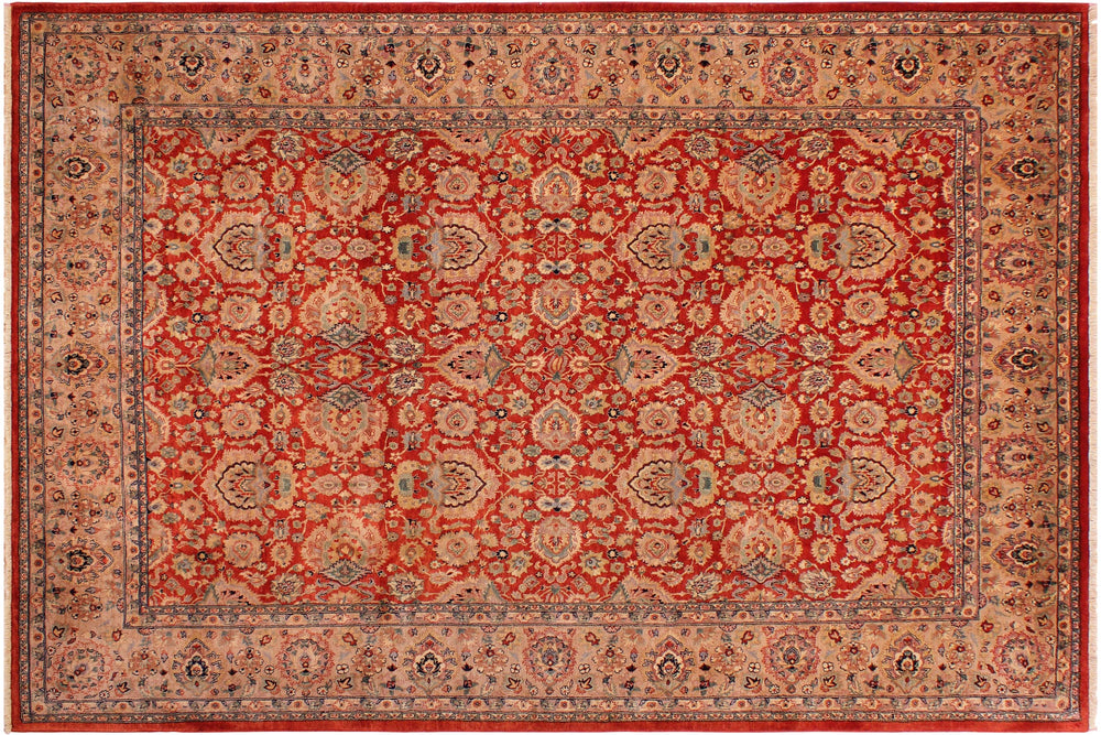handmade Traditional Lahore Rust Tan Hand Knotted RECTANGLE 100% WOOL area rug 9' x 12'