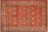 handmade Traditional Lahore Rust Tan Hand Knotted RECTANGLE 100% WOOL area rug 9' x 12'