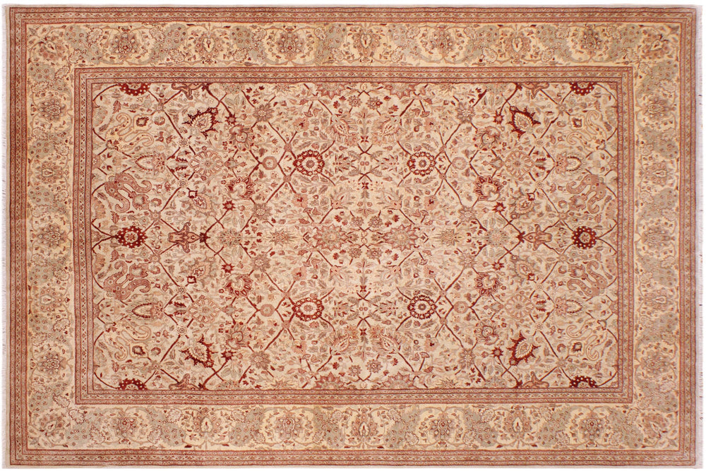 handmade Traditional Tan Lt. Tan Hand Knotted RECTANGLE 100% WOOL area rug 9' x 12'