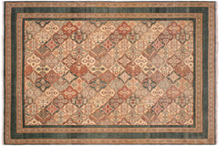 handmade Transitional Green Beige Hand Knotted RECTANGLE 100% WOOL area rug 9' x 12'