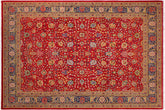 handmade Transitional Red Teal Blue Hand Knotted RECTANGLE 100% WOOL area rug 9' x 12'