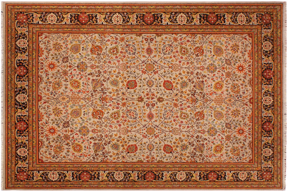 handmade Traditional Lt. Tan Brown Hand Knotted RECTANGLE 100% WOOL area rug 9' x 12'
