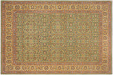 handmade Transitional Green Lt. Gold Hand Knotted RECTANGLE 100% WOOL area rug 9' x 12'