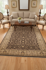 handmade Traditional Design Brown Tan Hand Knotted RECTANGLE 100% WOOL area rug 9' x 12'