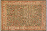 handmade Transitional Veg Dye Green Tan Hand Knotted RECTANGLE 100% WOOL area rug 9' x 12'
