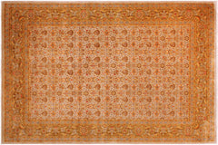 handmade Transitional Veg Dye Tan Gold Hand Knotted RECTANGLE 100% WOOL area rug 9' x 12'