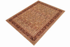 handmade Transitional Mujahid Gold Drk. Red Hand Knotted RECTANGLE 100% WOOL area rug 9x12