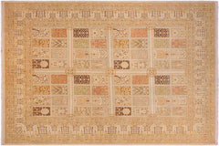 handmade Transitional Design Multi Tan Hand Knotted RECTANGLE 100% WOOL area rug 9' x 12'