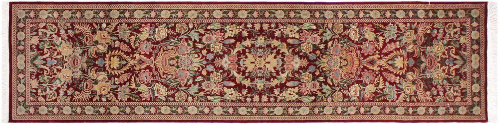 handmade Traditional William Red Lt. Gold Hand Knotted RUNNER 100% WOOL area rug 3' x 10'