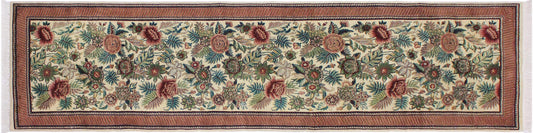 handmade Traditional Gohar Beige Red Hand Knotted RUNNER 100% WOOL area rug 3' x 10'