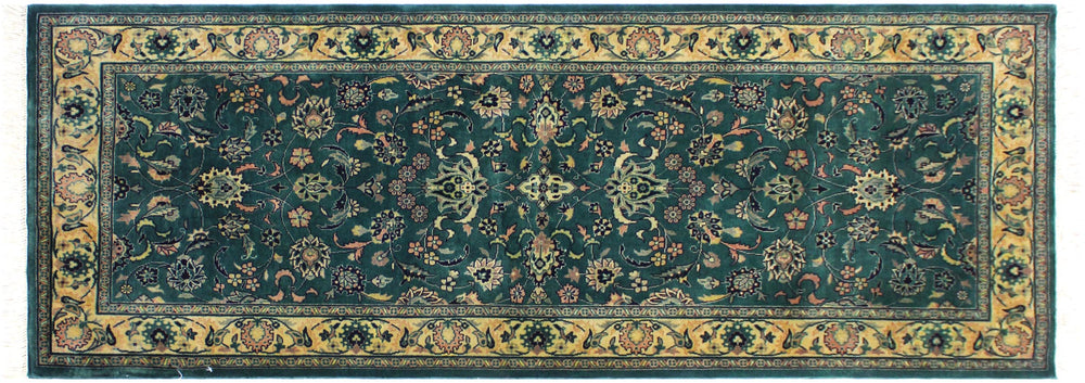 handmade Traditional Victoria Green Beige Hand Knotted RUNNER 100% WOOL area rug 3' x 6'