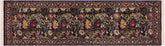 handmade Traditional Morris Black Red Hand Knotted RUNNER 100% WOOL area rug 3' x 8'