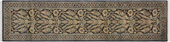 handmade Traditional Kashan Black Gray Hand Knotted RUNNER 100% WOOL area rug 3' x 10'