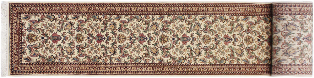 handmade Traditional Hamed Ivory Beige Hand Knotted RUNNER 100% WOOL area rug 3' x 12'