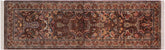 handmade Traditional Gulab Brown Blue Hand Knotted RUNNER 100% WOOL area rug 3' x 8'