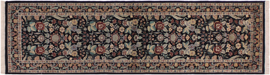 handmade Traditional Black Gray Hand Knotted RUNNER 100% WOOL area rug 3' x 9'