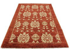 handmade Modern Kafkaz Red Gold Hand Knotted RECTANGLE 100% WOOL area rug 4' x 6'