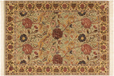 handmade Transitional Kamal Taupe Gold Hand Knotted RECTANGLE 100% WOOL area rug 4x6