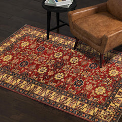 handmade Geometric Super Kazak Red Beige Hand Knotted RECTANGLE 100% WOOL area rug 4' x 6'