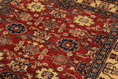 handmade Geometric Super Kazak Red Beige Hand Knotted RECTANGLE 100% WOOL area rug 4' x 6'