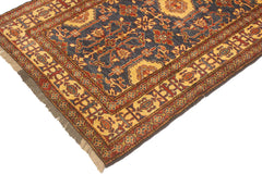 handmade Geometric Super Kazak Blue Gold Hand Knotted RECTANGLE 100% WOOL area rug 4' x 6'