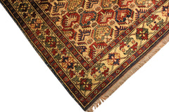 handmade Geometric Super Kazak Gold Blue Hand Knotted RECTANGLE 100% WOOL area rug 4 x 6