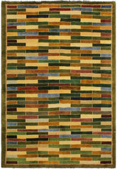 handmade Modern Gabbeh Green Blue Hand Knotted RECTANGLE 100% WOOL area rug 4 x 6