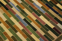 handmade Modern Gabbeh Green Blue Hand Knotted RECTANGLE 100% WOOL area rug 4' x 6'