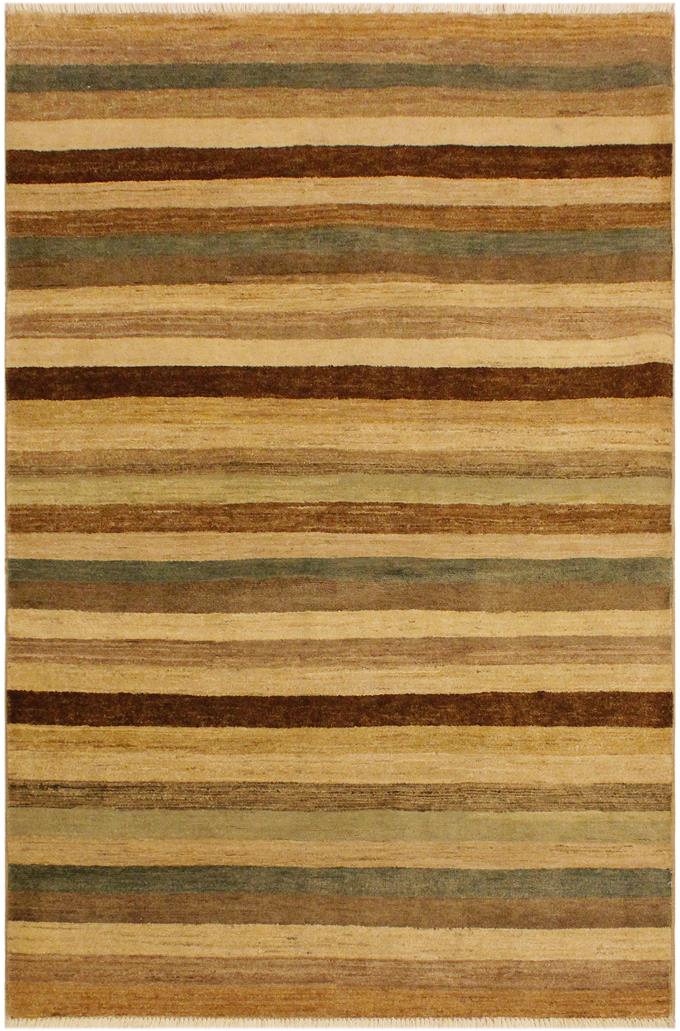 handmade Modern Gabbeh Beige Green Hand Knotted RECTANGLE 100% WOOL area rug 4  x 6