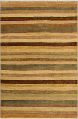 handmade Modern Gabbeh Beige Green Hand Knotted RECTANGLE 100% WOOL area rug 4  x 6