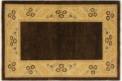 handmade Modern Gabbeh Brown Beige Hand Knotted RECTANGLE 100% WOOL area rug 4' x 6'