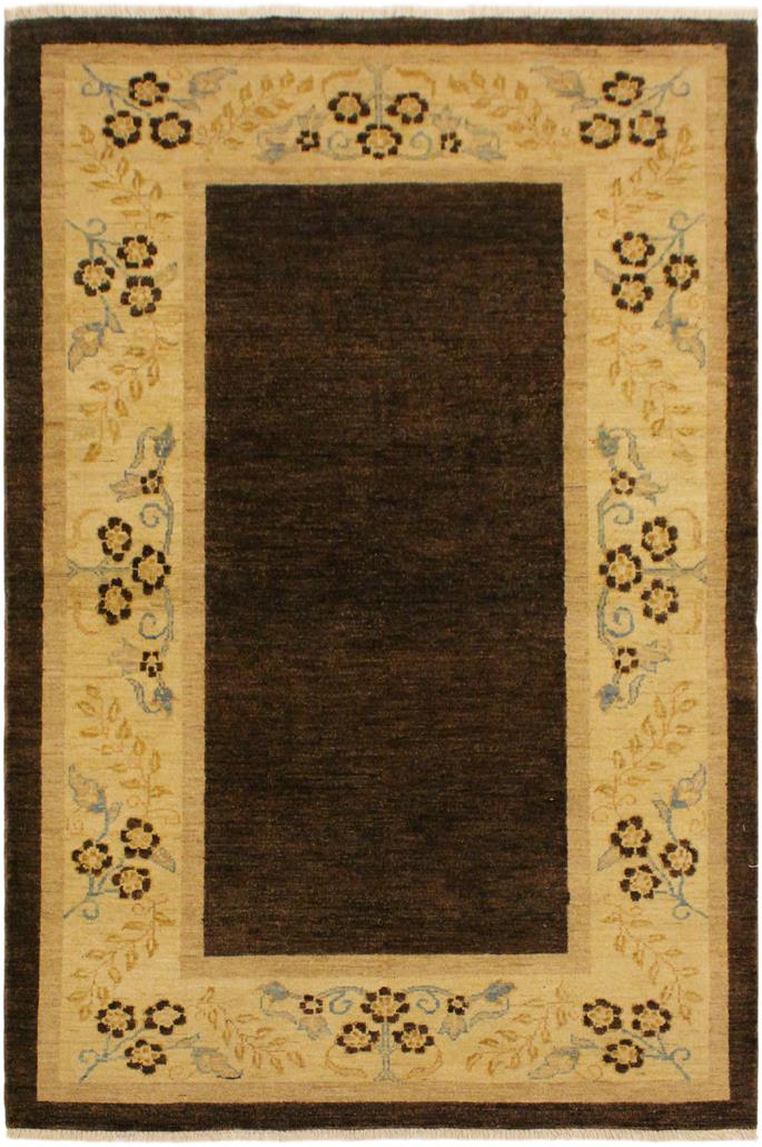 handmade Modern Gabbeh Brown Beige Hand Knotted RECTANGLE 100% WOOL area rug 4 x 6