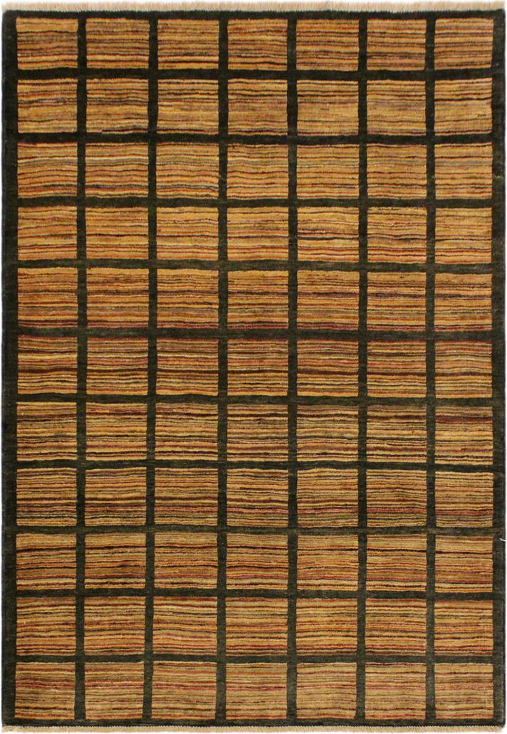 handmade Modern Gabbeh Charcoal Rust Hand Knotted RECTANGLE 100% WOOL area rug 4 x 6