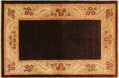 handmade Modern Gabbeh Brown Tan Hand Knotted RECTANGLE 100% WOOL area rug 4' x 6'