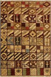 handmade Modern Gabbeh Brown Green Hand Knotted RECTANGLE 100% WOOL area rug 4 x 6