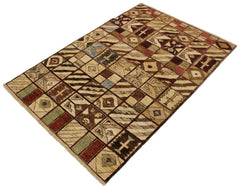 handmade Modern Gabbeh Brown Green Hand Knotted RECTANGLE 100% WOOL area rug 4' x 6'