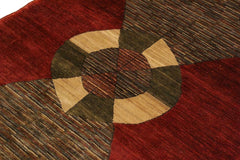 handmade Modern Gabbeh Red Brown Hand Knotted RECTANGLE 100% WOOL area rug 4 x 6
