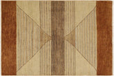 handmade Modern Gabbeh Tan Rust Hand Knotted RECTANGLE 100% WOOL area rug 4' x 6'