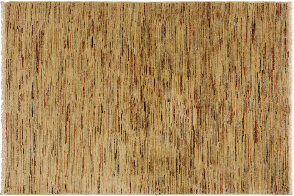 handmade Modern Gabbeh Beige Rust Hand Knotted RECTANGLE 100% WOOL area rug 4' x 6'