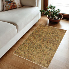 handmade Modern Gabbeh Tan Black Hand Knotted RECTANGLE 100% WOOL area rug 4' x 6'
