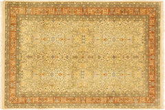 handmade Transitional Tabriz Beige Rust Hand Knotted RECTANGLE 100% WOOL area rug 4x6
