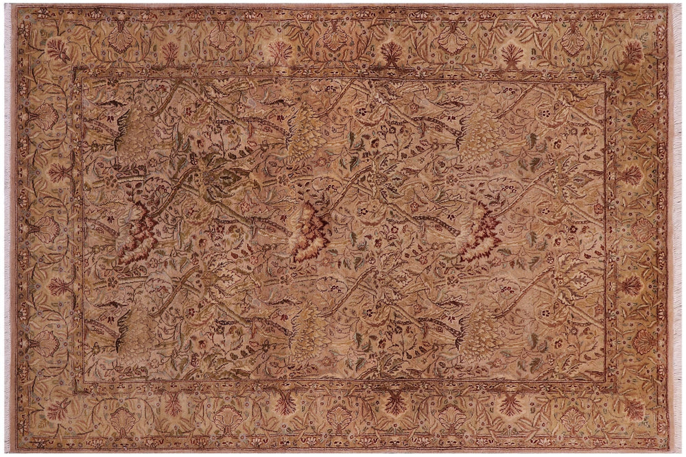 handmade Transitional William Tan Beige Hand Knotted RECTANGLE 100% WOOL area rug 4x6