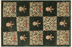 handmade Modern Drake Green Lt. Green Hand Knotted RECTANGLE 100% WOOL area rug 4' x 6'