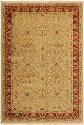 handmade Transitional Kafkaz Tan Rust Hand Knotted RECTANGLE 100% WOOL area rug 4 x 6