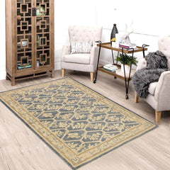 handmade Transitional Kafkaz Lt. Blue Tan Hand Knotted RECTANGLE 100% WOOL area rug 4' x 6'
