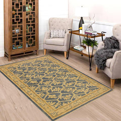 handmade Transitional Kafkaz Lt. Blue Tan Hand Knotted RECTANGLE 100% WOOL area rug 4 x 6