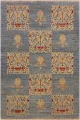 handmade Transitional Kafkaz Lt. Blue Lt. Blue Hand Knotted RECTANGLE 100% WOOL area rug 4 x 6