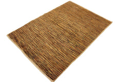 handmade Modern Gabbeh Beige Rust Hand Knotted RECTANGLE 100% WOOL area rug 4  x 6